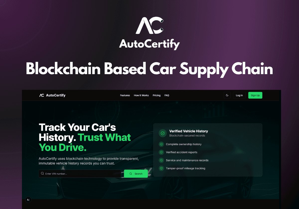 Blockchain Vehicle Lifecycle Tracker by Vandit Shah - React Project
